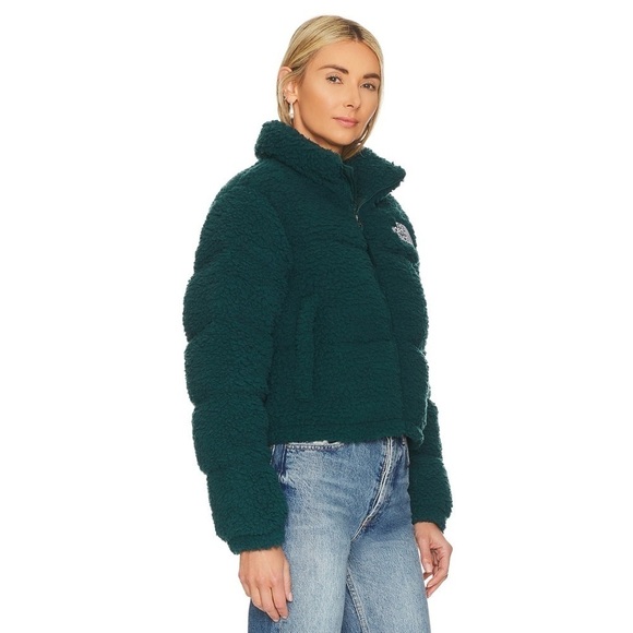 New The North Face Nuptse Sherpa Jacket Puffer High Pile Fleece Green - Picture 12 of 15